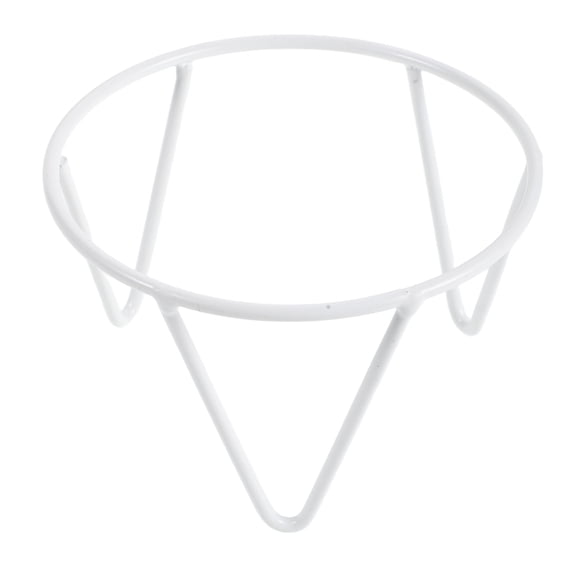 HAMPPLIES White Metal Wrought Iron Flower Stand for Garden Globes, Flowerpots, and Outdoor Plant Display