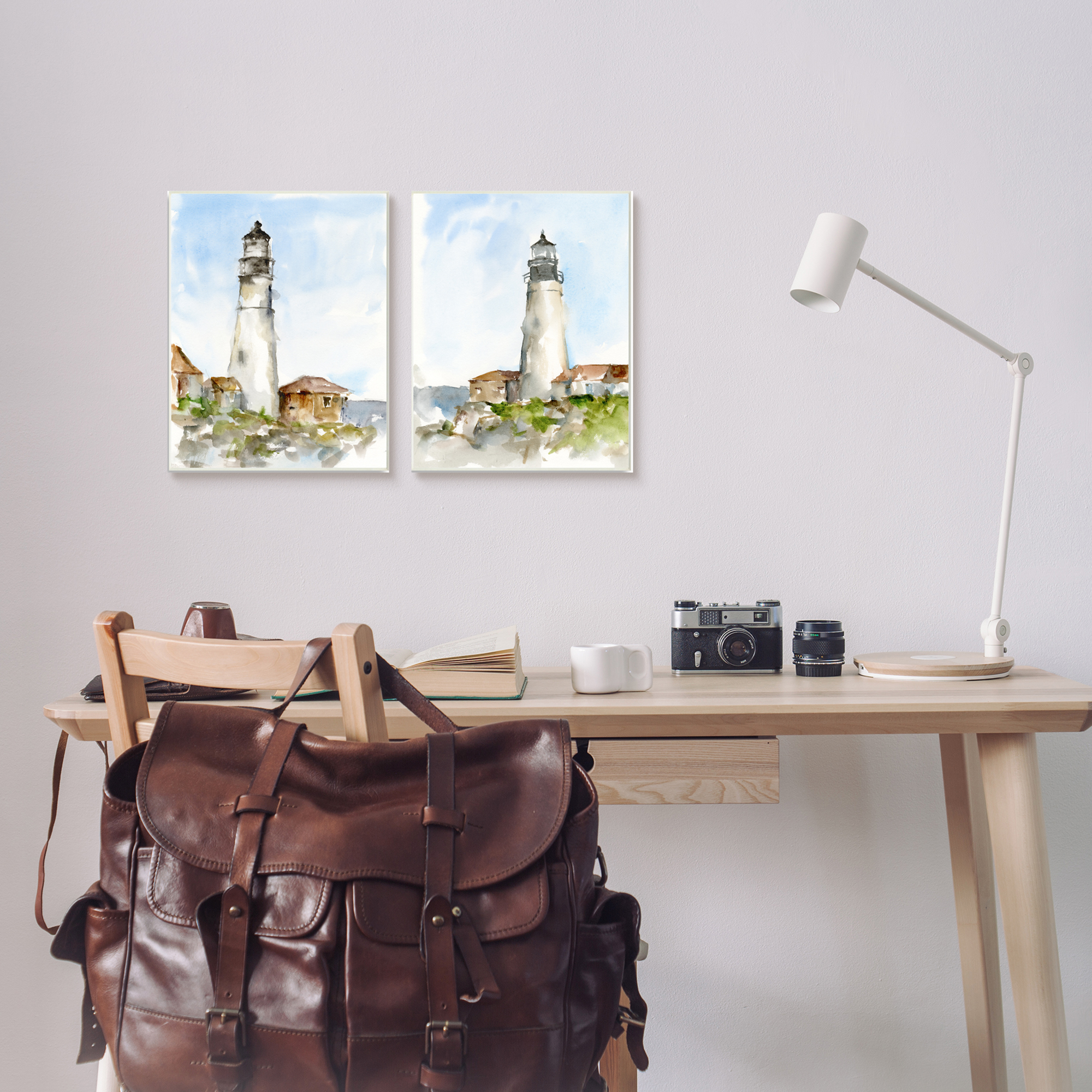 Stupell Industries Coastal Cliffside Lighthouse Study Soft Nautical Wall Plaque, 10 x 15