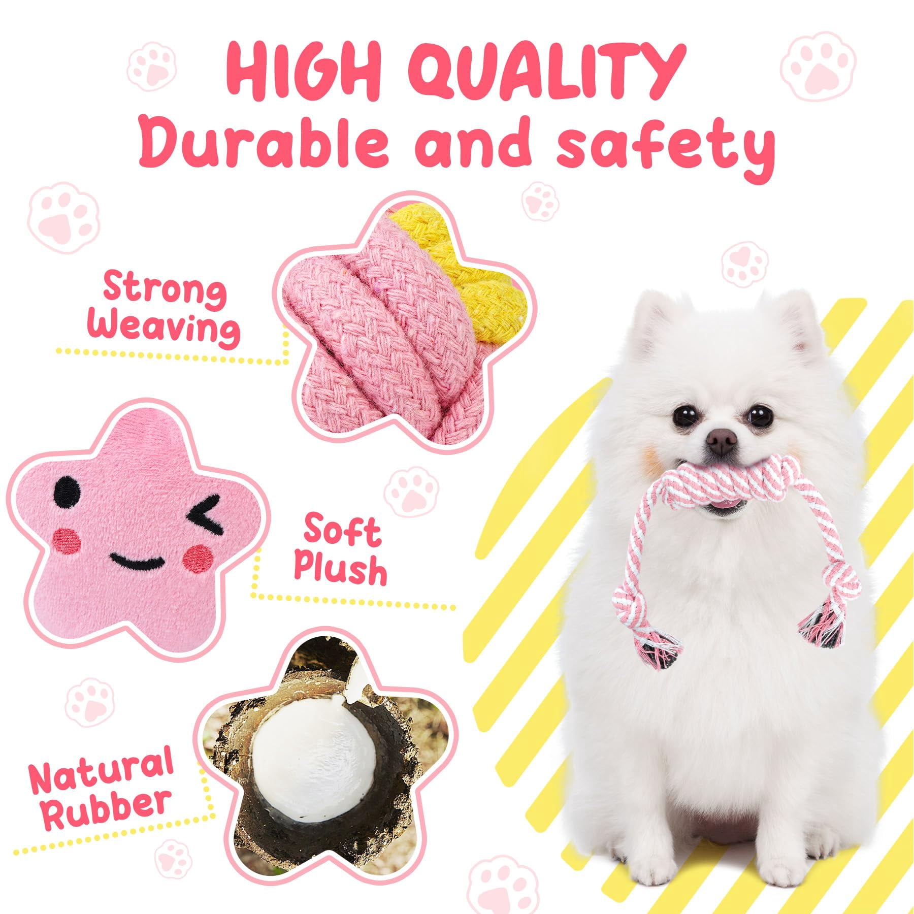 Pink Puppy Toys For Boredom - 23 Pack  Enrichment Dog Small Dogs With Squeaky Ball And Ropes
