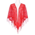 thumbnail image 2 of Chales y envolturas INSPIRAR CHIC para vestidos de noche, bufandas triangulares de encaje con flecos para bodas y fiestas formales 70.9"x27.6" Rojo, 2 of 5