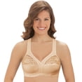 thumbnail image 2 of Collections Etc Women's Cotton Bra - Underwire-Free with Lace Accents and Thick Straps for Extra Support, Beige, 34B, 2 of 9