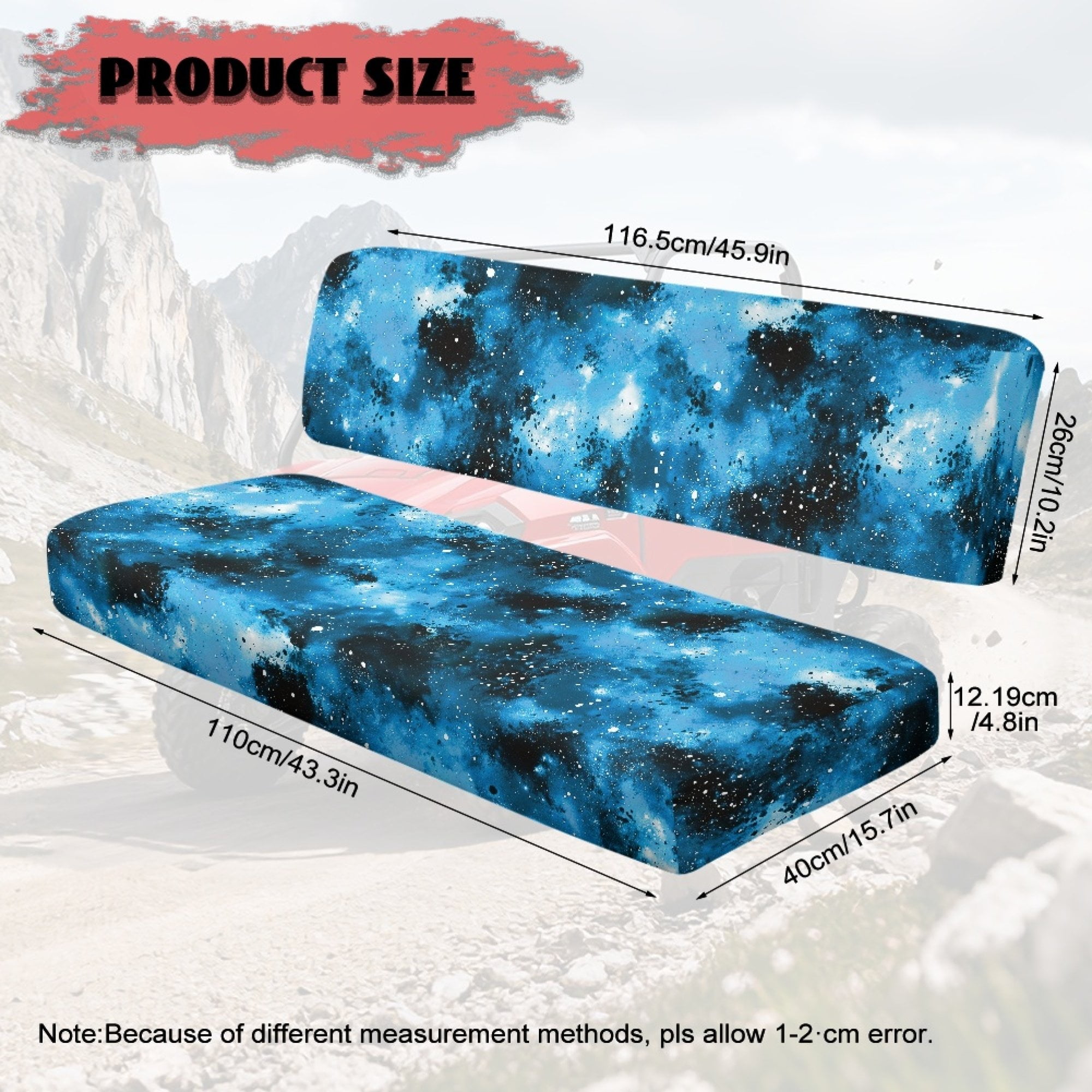 ZIATUBLES UTV Seat Covers 2 Pack, Waterproof Polyester Front Bench Seat Protectors Compatible with Kawasaki Mule 3000 4000, Fade Wear Resistant UTV Decor Accessory Part, Blue Black Abstract Tie-Dyed