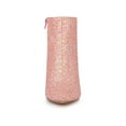 thumbnail image 6 of BLISSFUL STEP Women's Glitter Pointed Toe Block Heel Sparkly Booties Ankle Boots Pink 5.5, 6 of 7