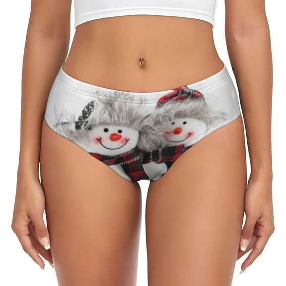 Womens Underwear - Christmas Snowman With Hat No Show Seamless Underwear for Women, Stretch Women's Panties, Hipster Soft Comfort Ladies Panties Bikini Underwear Briefs