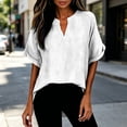 thumbnail image 6 of T Shirts for Women V Neck Short Sleeve Loose Blouses Casual Solid Color Summer Tunic Tops, M, 6 of 7