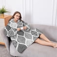 thumbnail image 5 of Oversized Wearable Blanket Hoodie,Black and White Geometric Quatrefoil Pattern Sherpa Blanket Hoodie with Super Pockets,Super Warm Fuzzy Pullover for Women & Men, 5 of 6