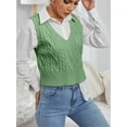 thumbnail image 3 of Women's V-Neck Sweater Pullover Cable Knit Vest Solid Color Sleeveless Vest Pullover, 3 of 5