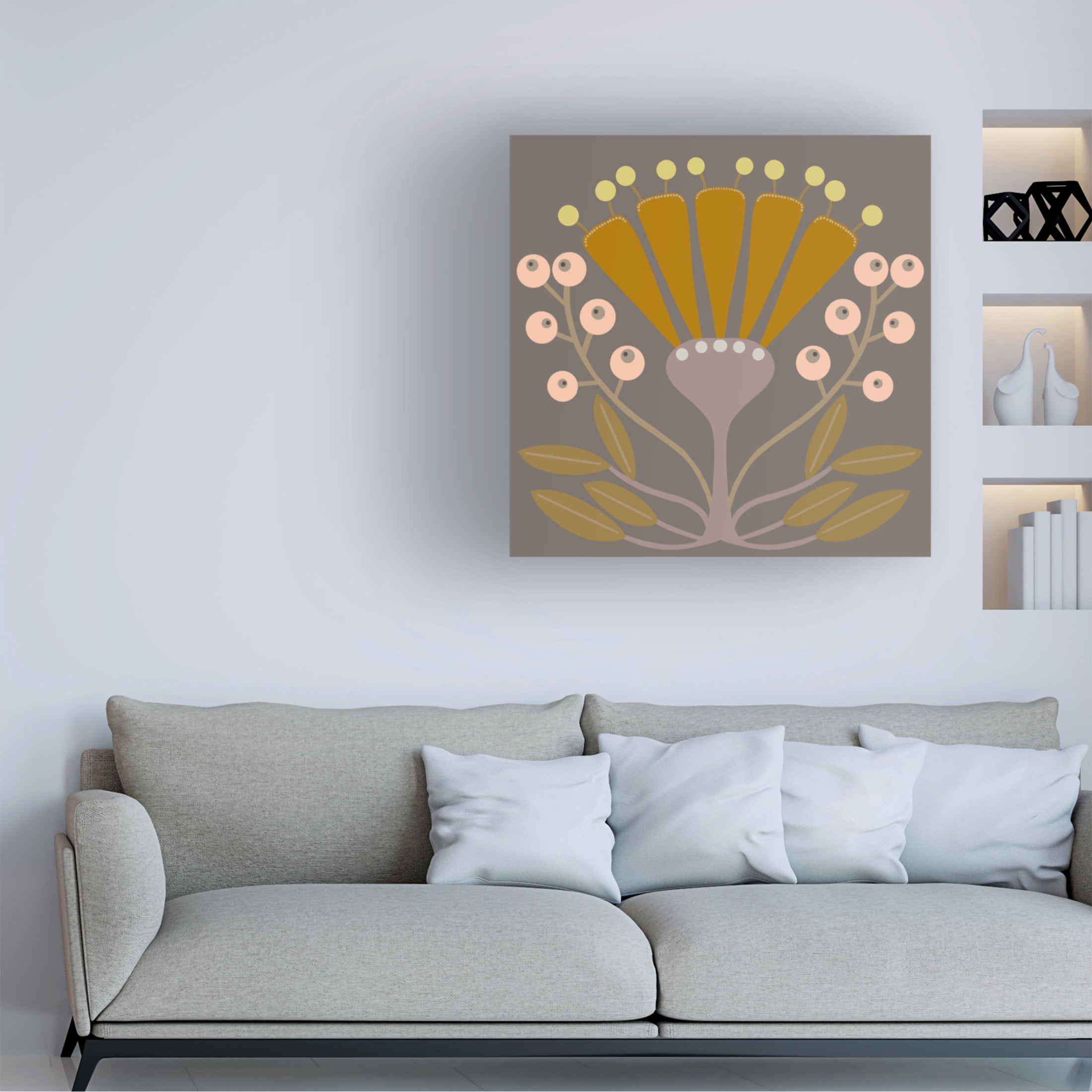Trademark Fine Art Regina Moore  Graphic Folk Flower I Canvas Wall Art
