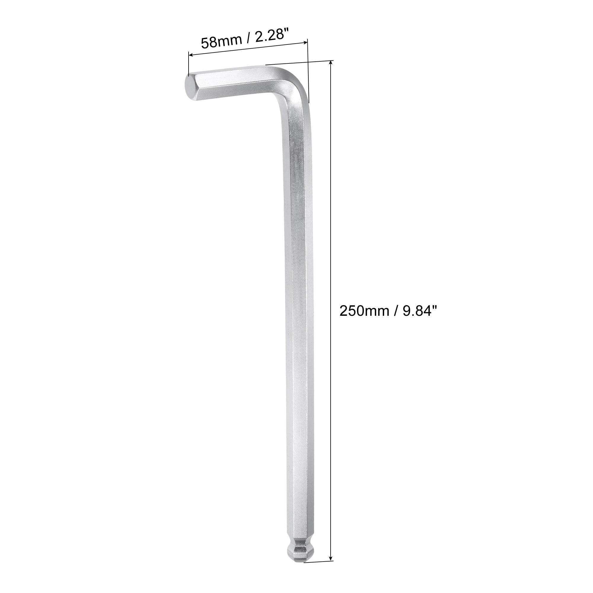 Unique Bargains Ball End Hex Key Wrench L Shaped Long Arm CR-V Silver 9.84"