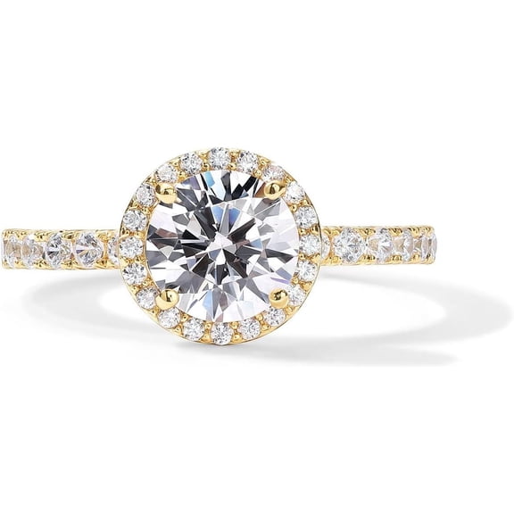 14K Gold Plated Halo Ring | Heart Ring for Women | Square Round Promise Rings for Her