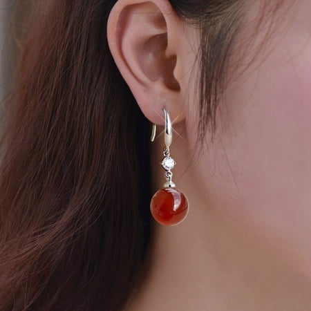 KABOER Ethnic Wind Zircon Dangle Earrings For Women Vintage Natural Green Red Round Stone Earrings Moonstone Earrings Ear Jewelry