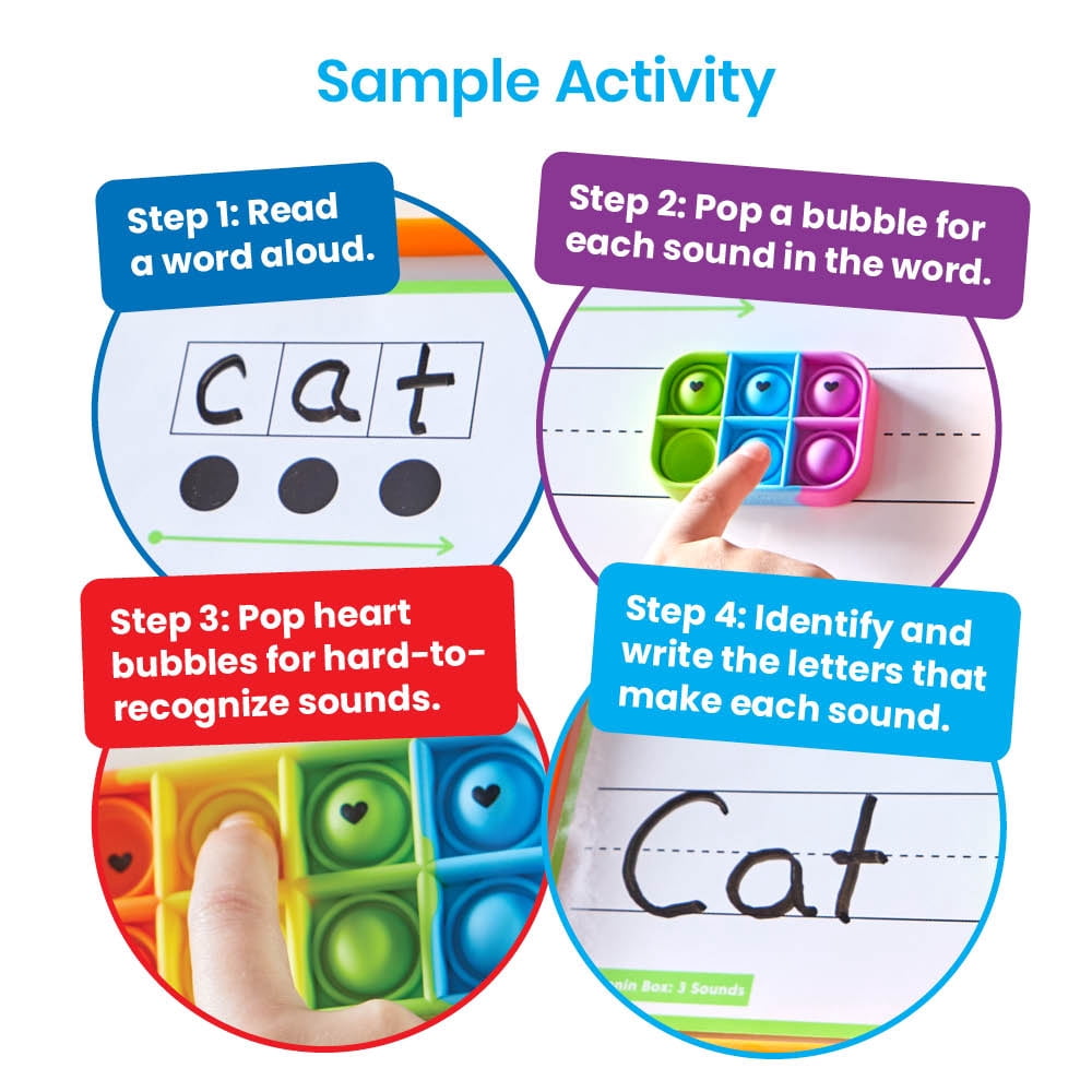 hand2mind Elkonin Box Sensory Bubble Poppers (Set of 6), Push Pop Fidget Toys, Fidgets for Classroom