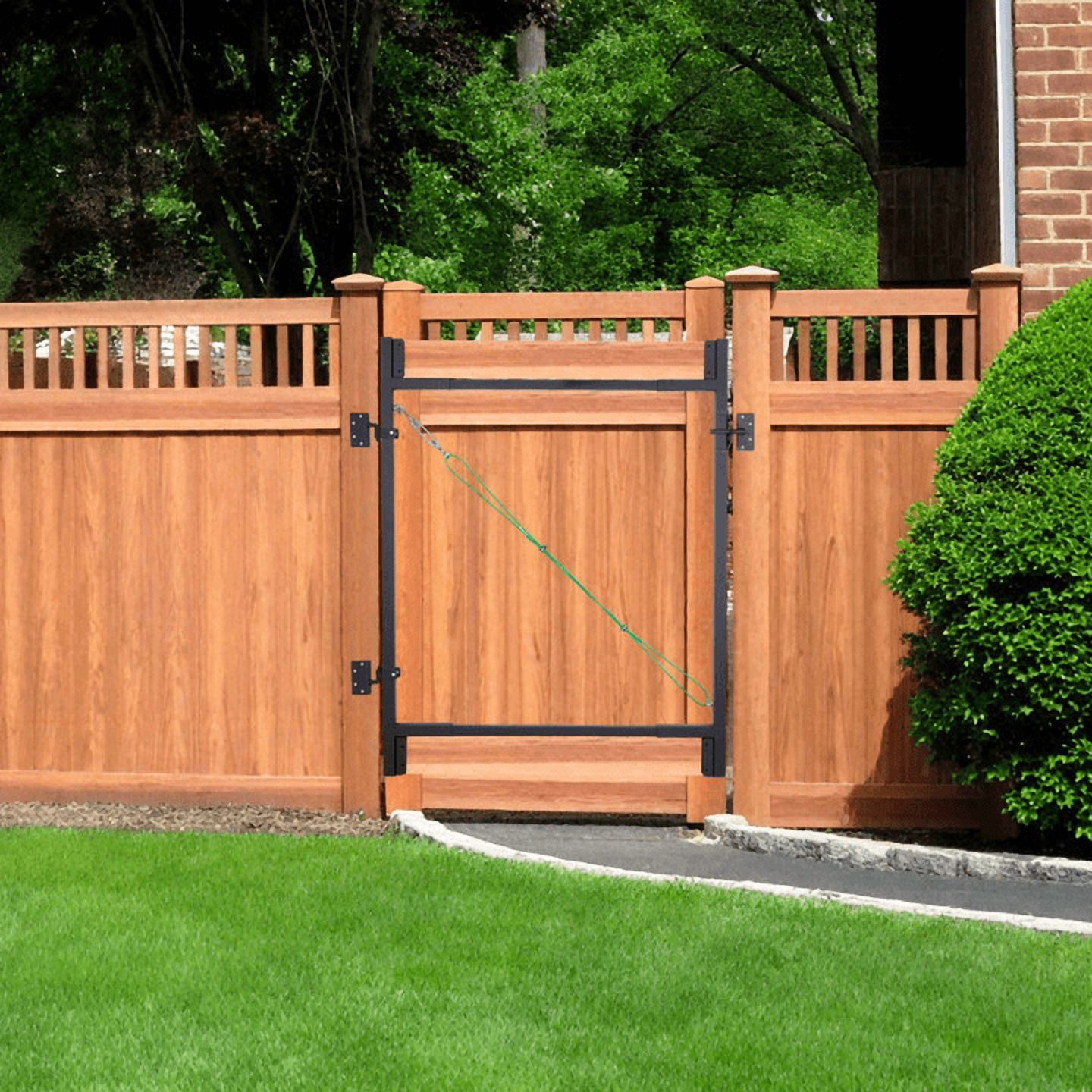 Cxforste Self-Closing Fence Gate Frame Kit, Adjustable 36-72 inch DIY Heavy-Duty Black Steel for 1x4 2x4 Wood