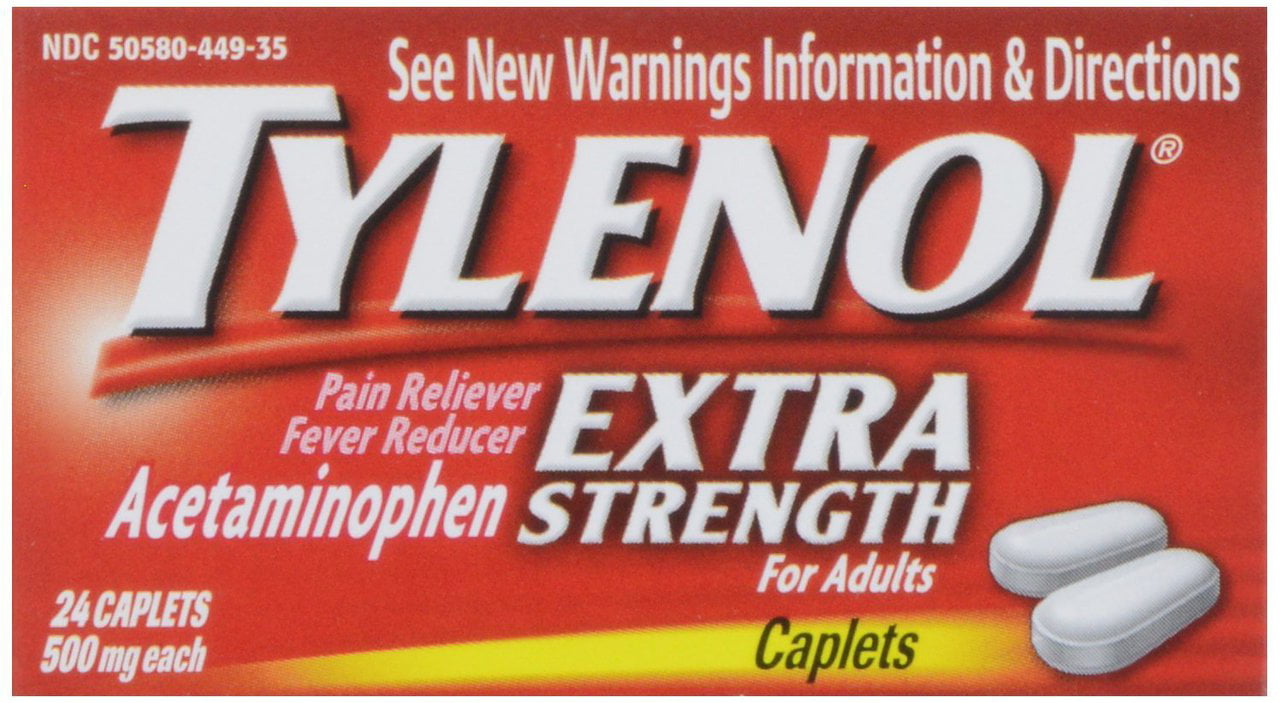 8 PACKS Tylenol Acetaminophen, Extra Strength, 500 mg, Caplets, 24 ct