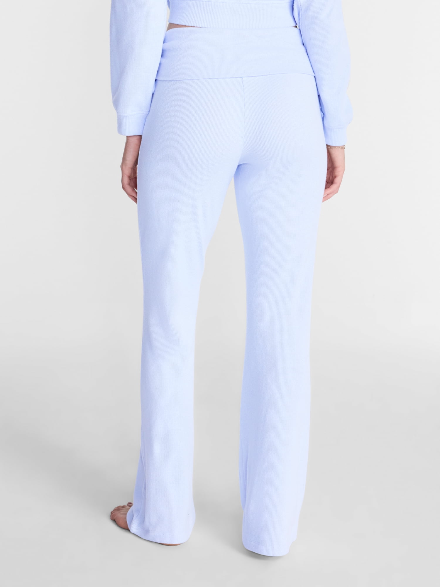 No Boundaries Waffle Knit Foldover Pants, 31.5'' Inseam, Women’s and Women's Plus XS-2X