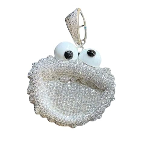 14K White Gold Plated Simulated Diamond Round Charm Pendant, 10Ct, Mens