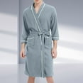thumbnail image 2 of JTieacloth Men's Nightshirts Mens Lightweight Spa Soft Knee Length Bathrobe With Pockets Gray, 2 of 5