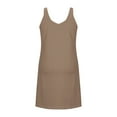 thumbnail image 5 of VEKDONE Womens Summer Mini Dresses Sleeveless V Neck Sundresses Casual Llightweight Solid Color Beach Dress for Vacation Party Coffee L, 5 of 6