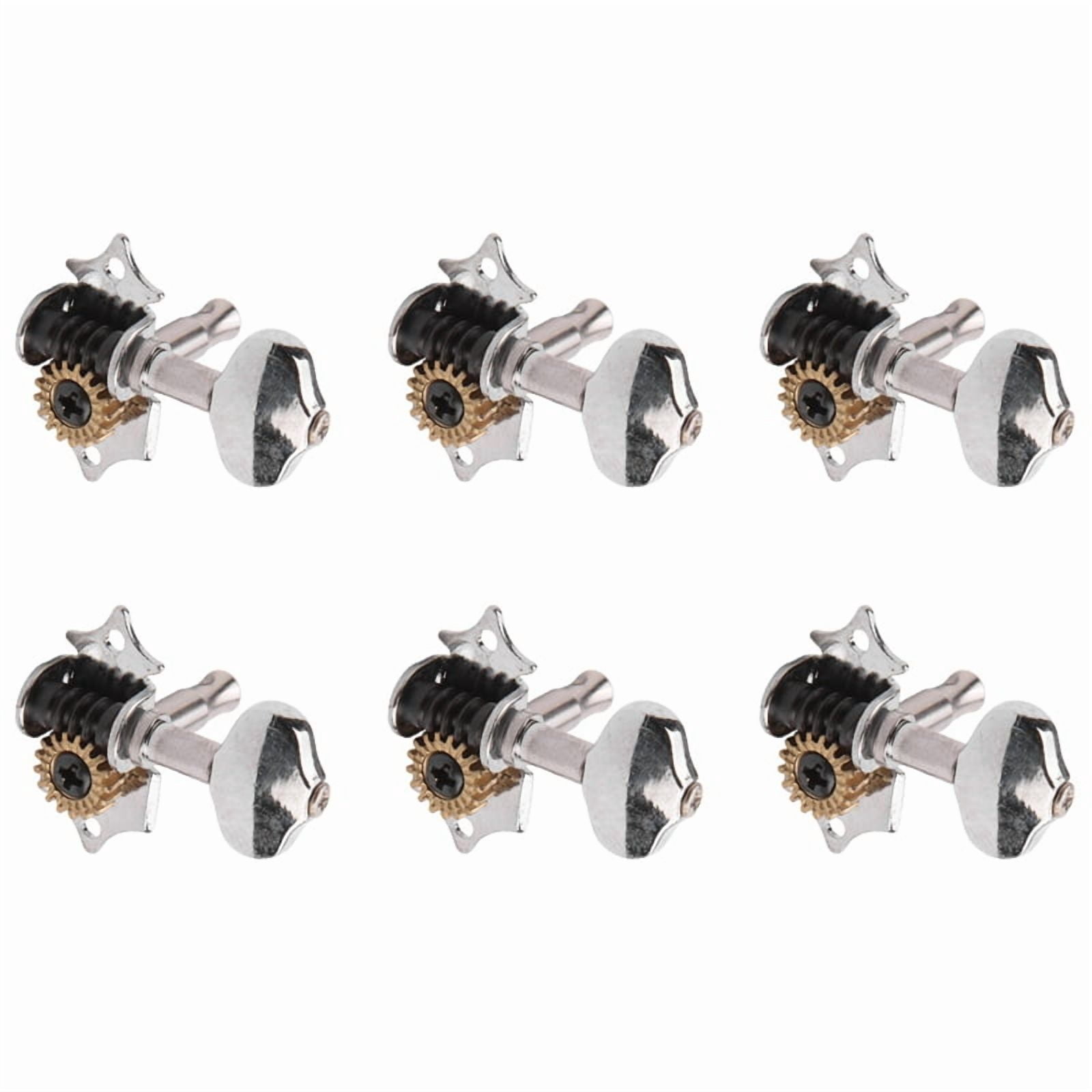 12L12R 24Pcs 1:18 Guitar String Tuning Pegs Tuner Machine Heads Knobs Tuning Keys for Acoustic or Electric Guitar Silver