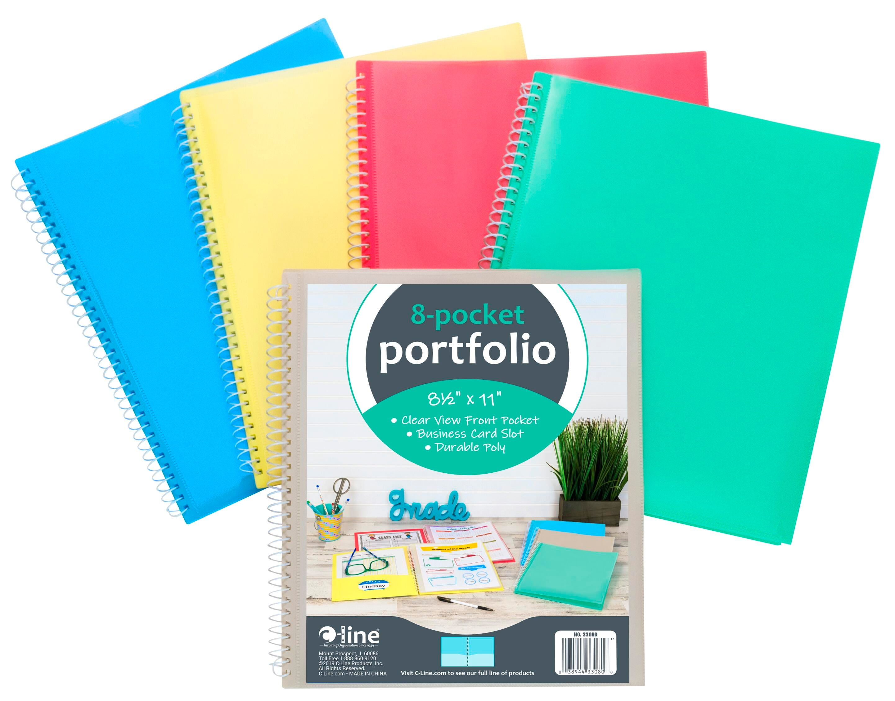 Oxford Plastic Divided 8-Pocket Wire Binding Folders, Assorted