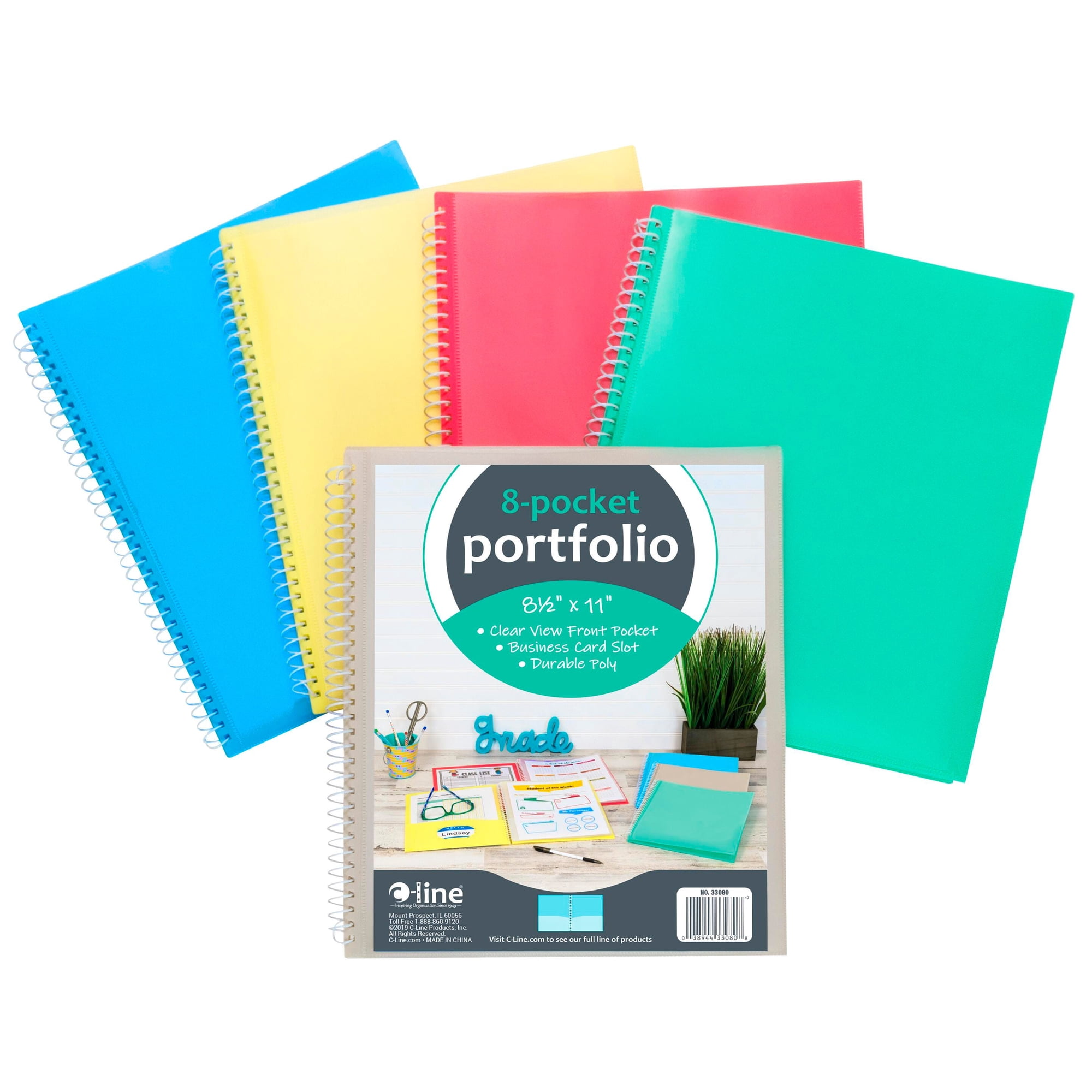 C-LINE 8 POCKET SPIRAL BOUND POLY PORTFOLIO