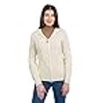 thumbnail image 3 of SAOL 100% Merino Wool Ladies Hooded Zipped Cardigan Sweater (Natural, L), 3 of 4