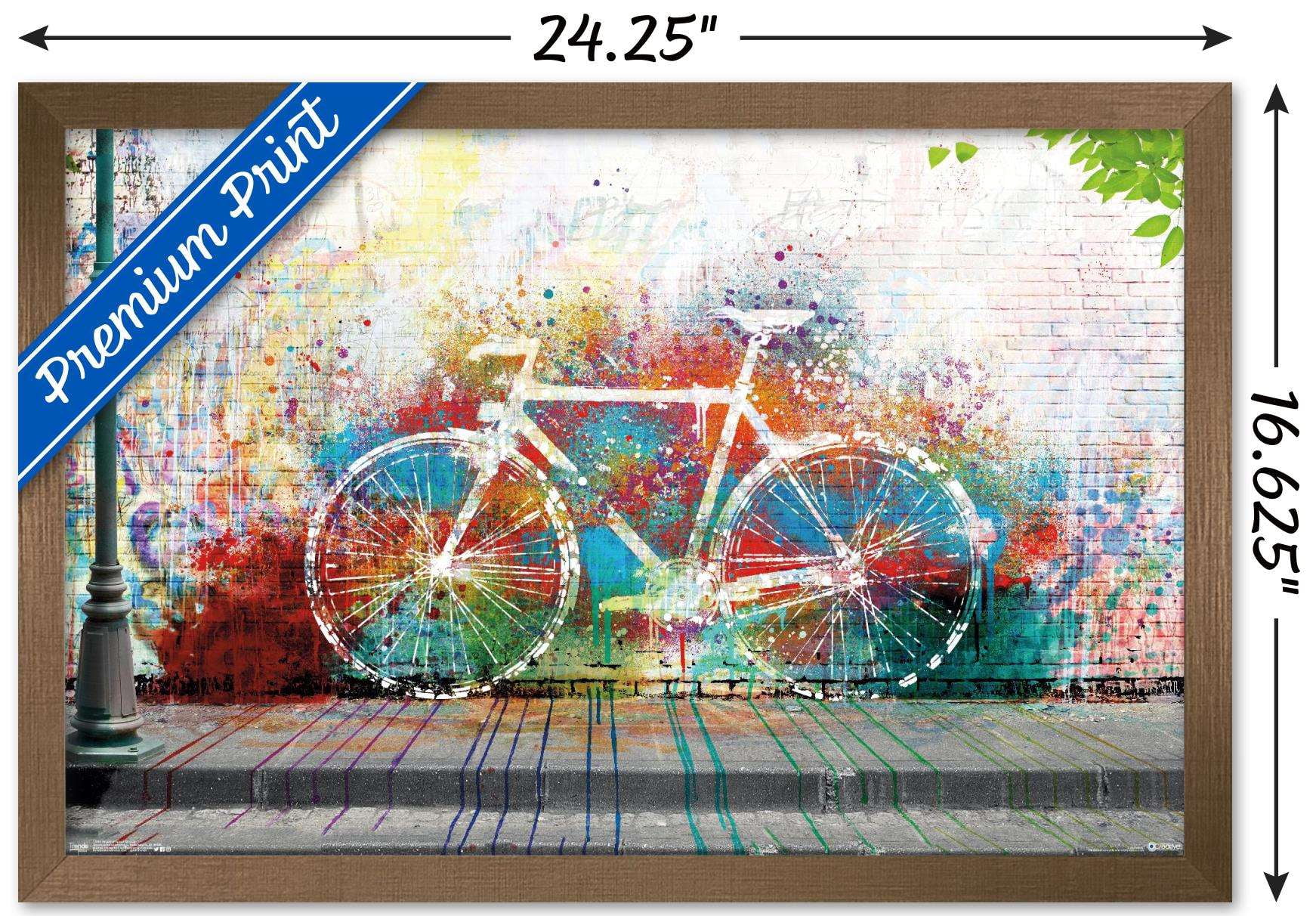 Ghost Bike Wall Poster, 14.725" x 22.375", Framed