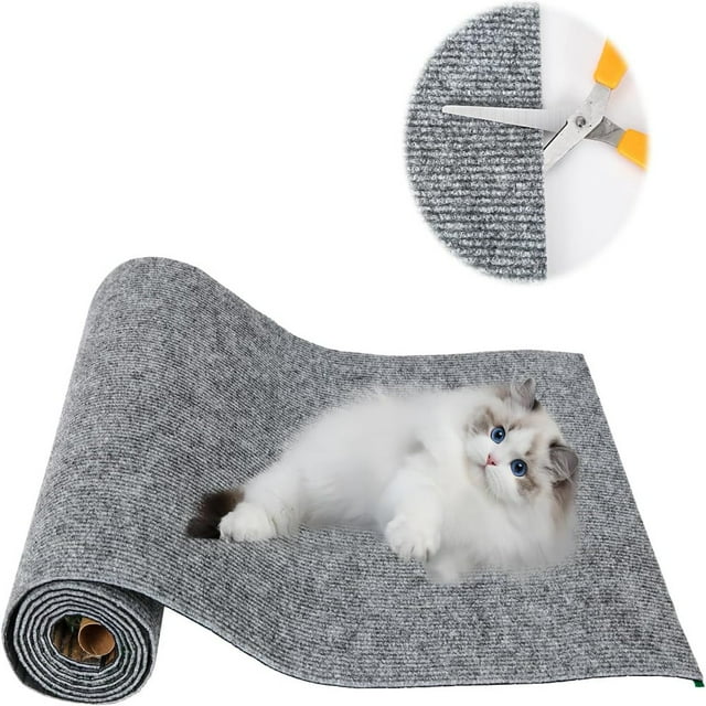 CHUANK Cat Scratching Trimmable Cat Scratcher Carpet Self-Adhesive Cat Scratch Roll DIY Versatile Protector for Steps Couch and Furniture Light Gray 30*100cm