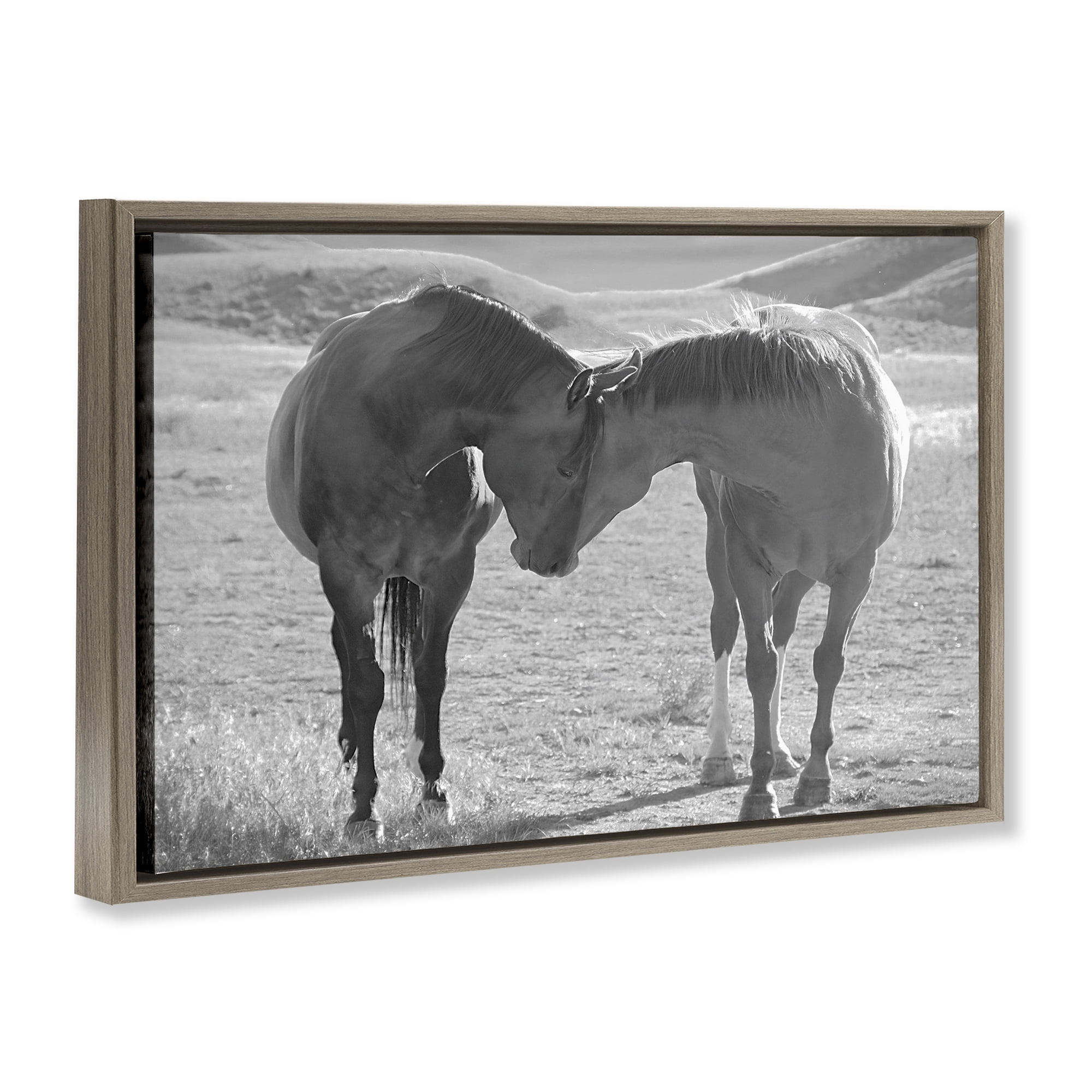 Stupell Industries Sweet Nothings Bond Between Horses Brown Framed Floater Canvas Wall Art, design by Steve Toole