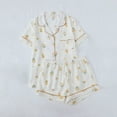 thumbnail image 2 of Tnhcen Summer Home Clothes Women's 2-Piece Cooling Print Pajamas Set Short Sleeve Button-Up & Shorts​ S-XL, 2 of 4