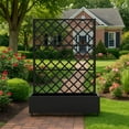 thumbnail image 2 of Home Metal Planter Box with Diamond Lattice Trellis - Galvanized Raised Garden Bed on Wheels for Climbing Plants and Vines, Black Finish, 2 of 8