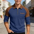 thumbnail image 2 of IWRICH Men's Waffle Quarter Zip Long Sleeve Polo Shirts Classic Color Blocking Tops Casual Collared Basic Tees with Pocket Navy XXL, 2 of 4