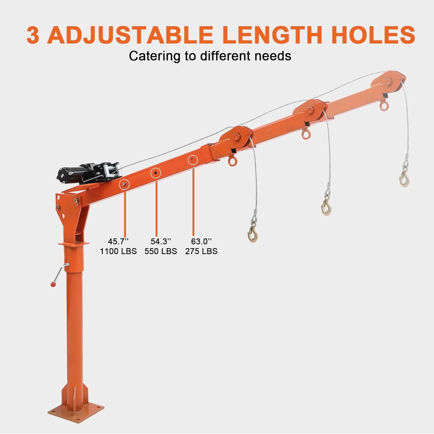 1100 lb Electric Pickup Truck Crane with Electric Winch 3500 lb 12V, Folding Truck-Mounted Crane, Painted Steel Pickup Truck Jib Cranes Hoist 360° Swivel for Lifting Goods in Construction Factory