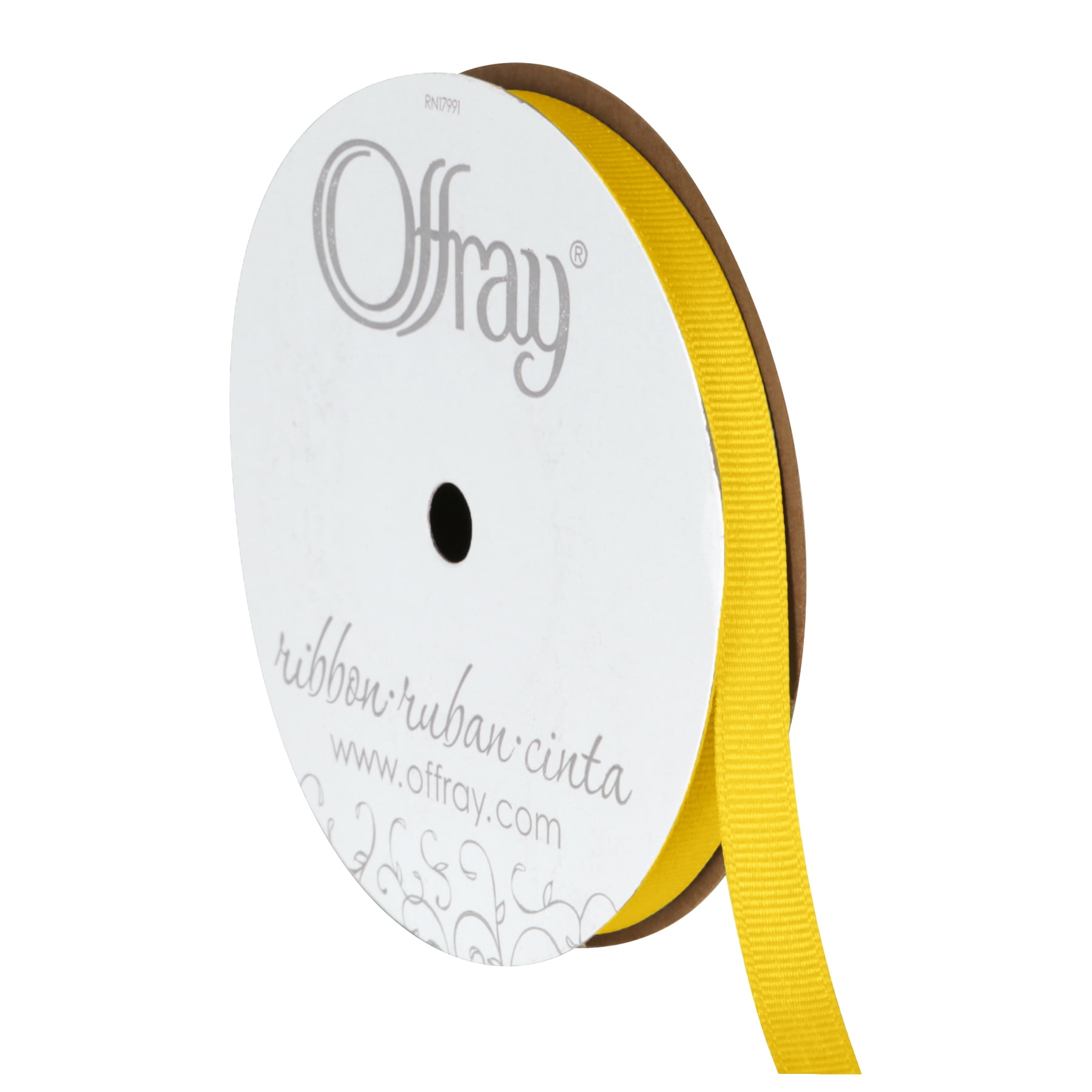 (3 pack) Offray Ribbon, Maize Yellow 3/8 inch Grosgrain Polyester Ribbon, 18 feet
