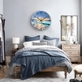 thumbnail image 4 of Blue Coastal Wall Clocks Battery Operated 16 Inch Glass Wall Clock Silent Beach Round Large Wall Clock for Living Room, 4 of 4