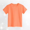 thumbnail image 2 of shoper Girls Shirt Solid Color Baggy Soft Cotton Short Sleeve Round Neck Tees Pullover Back To School Shirt T-Shirts Toddler To Big Kid Orange 130, 2 of 4