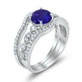 thumbnail image 3 of Trio Set Three Piece Round Ring Blue Sapphire CZ 925 Sterling Silver Size 4, 3 of 4