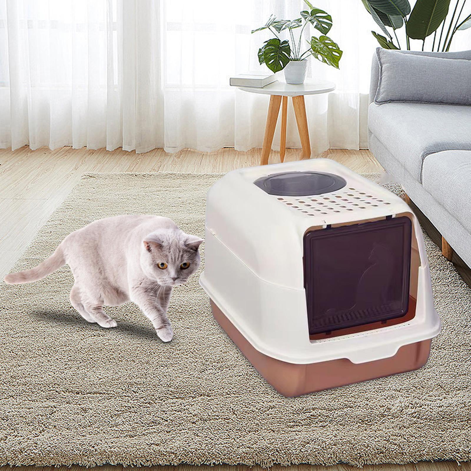 Bvdfgk Enclosed Cat Litter Box Kitten Litter Litter Tray Anti Splashing High Sides Easy Orange
