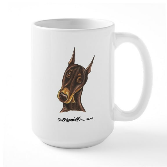 CafePress - Red Rust Doberman Pinscher Large Mug - 15 oz Ceramic Large White Novelty Mug