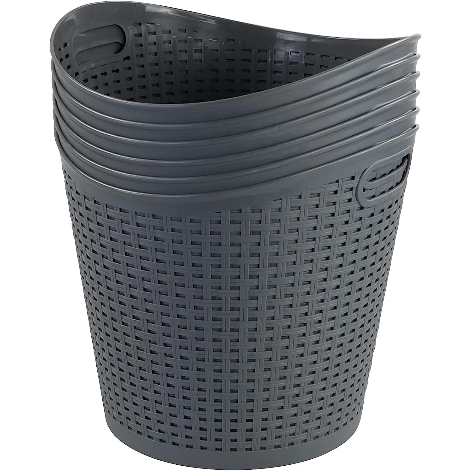 WBTAYB 6Pack Large Plastic Storage Basket, 30 L Laundry Hamper, Gray