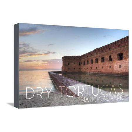 80 Tortuga Art - Dry Tortugas National Park, Florida - Sunset and Fort Stretched Canvas Print Wall Art By Lantern Press