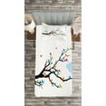 thumbnail image 3 of Ambesonne Winter Quilted Bedspread Set 2 Pcs, Winged Birds on Tree, Twin Size, Multicolor, 3 of 3