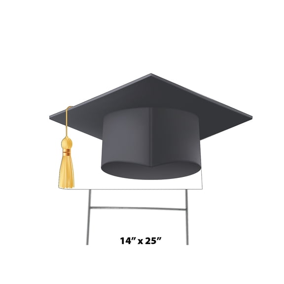 Black Grad Cap Yard Sign Icon