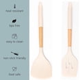 thumbnail image 3 of Juego de 2 herramientas de cocina ergonómicas antirayaduras con mango de madera natural para utensilios de cocina antiadherentes en color crema, 3 of 5