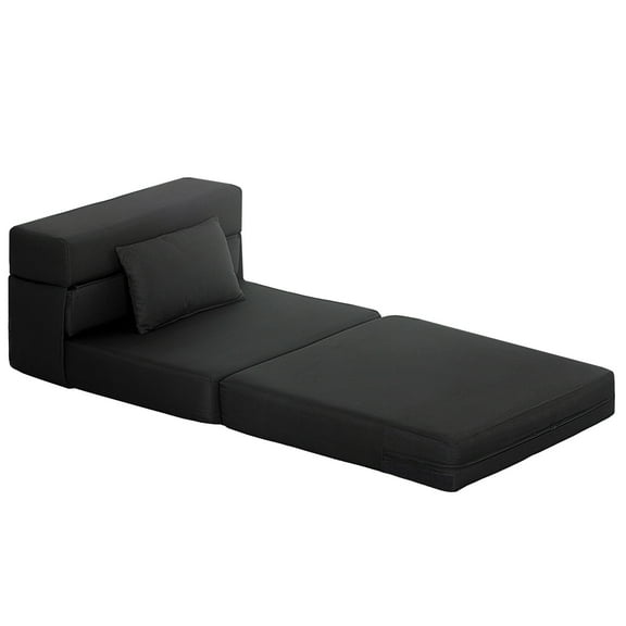 HOMCOM Folding Sofa Bed, Sleeper Chair with Pillow, Black