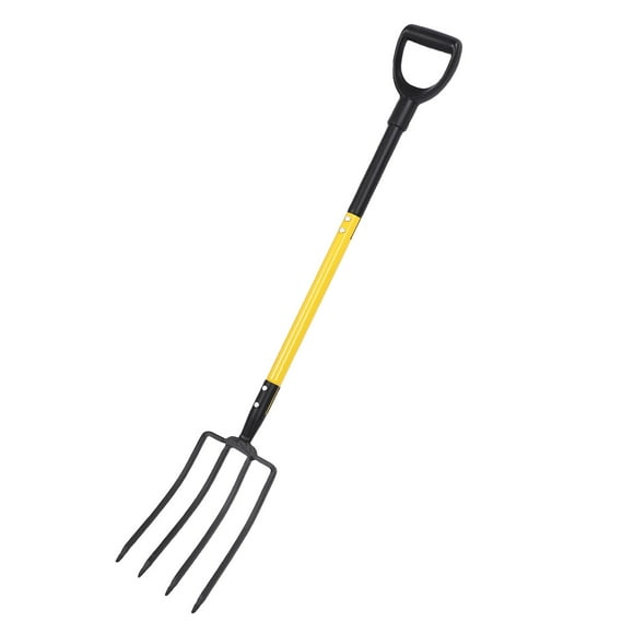 4 Tines Pitchfork, Hardwood Handle Compost Fork for Gardening Digging Composting Spading