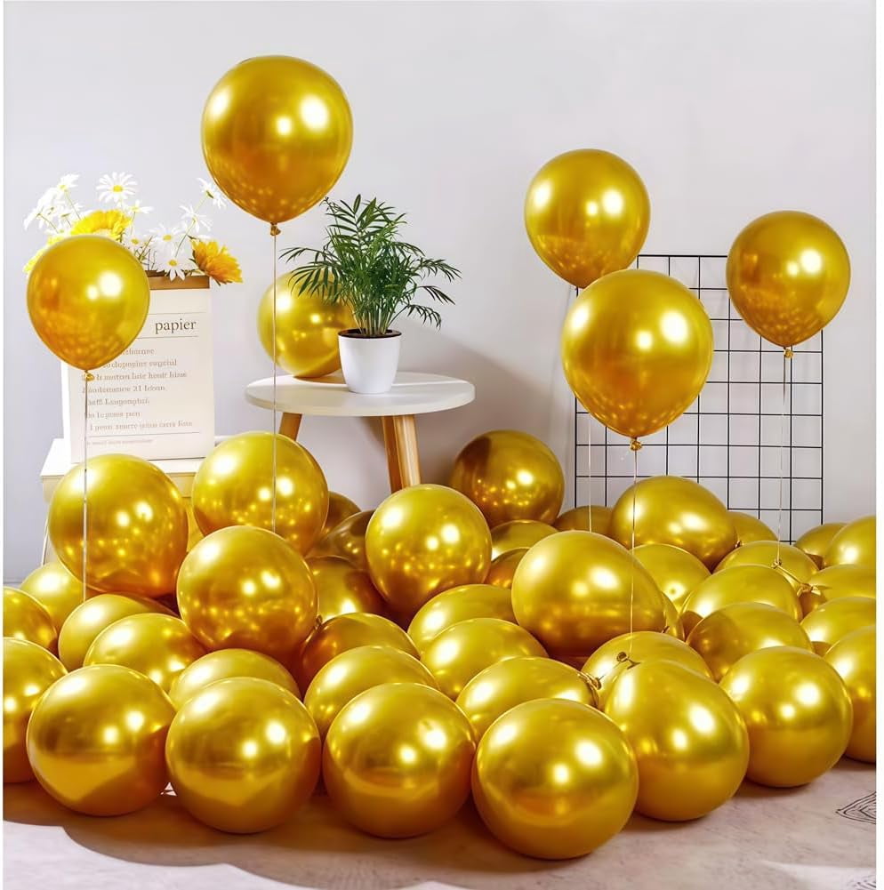 400 Pcs Gold Balloons 12 Inch Metallic Chrome Shiny Bulk Latex Balloon for Birthdays Weddings Party Decorations