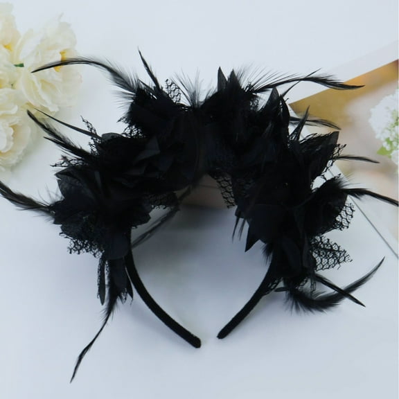 Zhuge Elegant Vintage Feather Hair Band, 1920s Inspired Headband, 20s Headpieces for Masquerade & Birthday Parties, Black