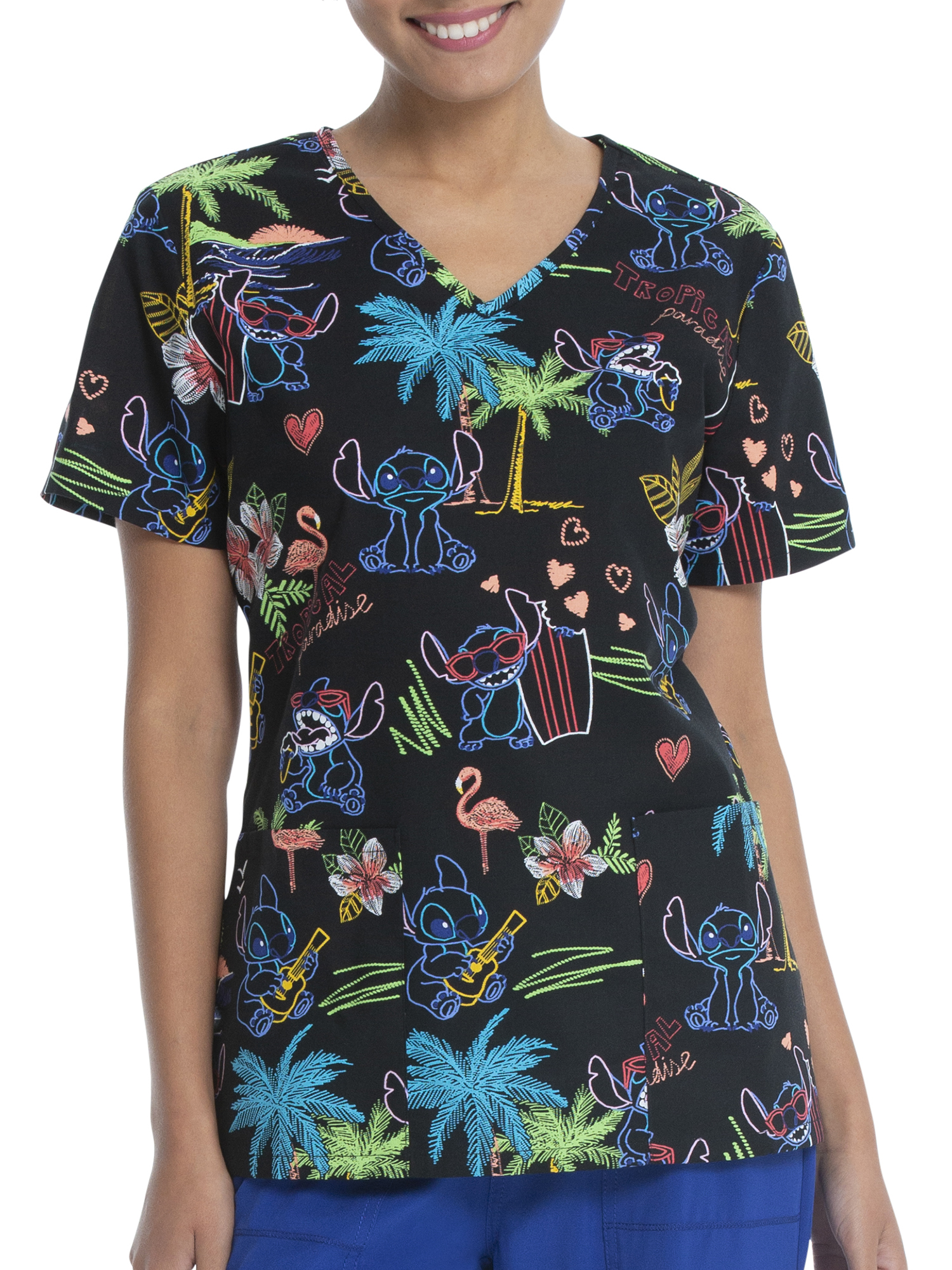 Scrubstar Scrubstar Disney Stitch "Tropical Stitch" Women's VNeck