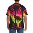 thumbnail image 3 of Gukieu Flamingo And Palm Trees At Sunset Print Men's Short-sleeved Shirts, Button-down Pocket Shirts, T-shirts, Beach Vacation Travel Summer Clothing-X-Large, 3 of 5